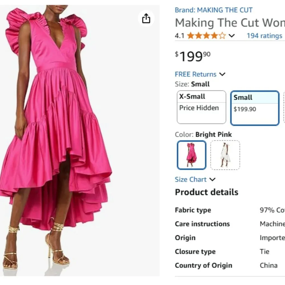 Ruffle Dress with Flounce (Pink) - Featured on Making The Cut TV Show NWT - Picture 3 of 8